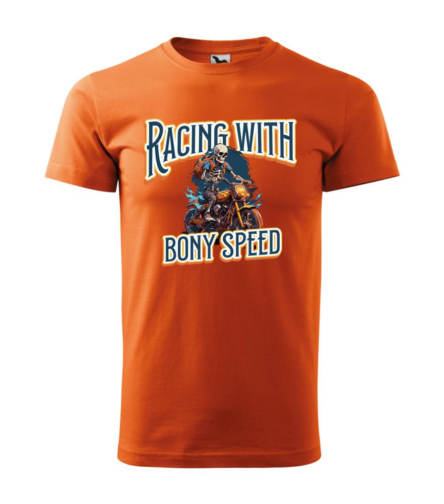 Motorkárske tričko s potlačou Racing with bony speed