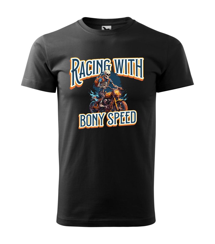 Motorkárske tričko s potlačou Racing with bony speed