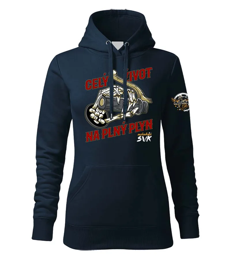 Dámska kapucová mikina Celý život na plný plyn - Skull