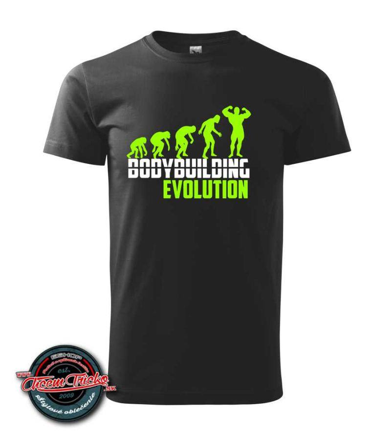 Tričko s potlačou Bodybuilding evolution, M, tmavomodra