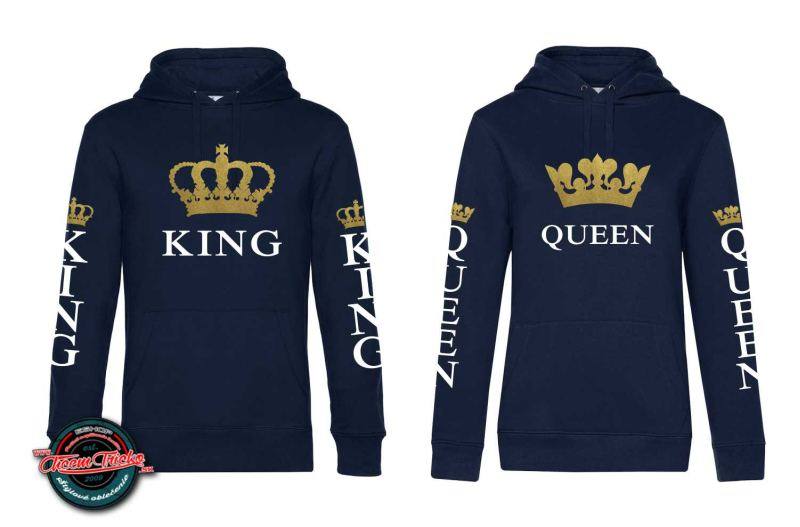 Kapucové mikiny King Queen, L+XL, kr.modré