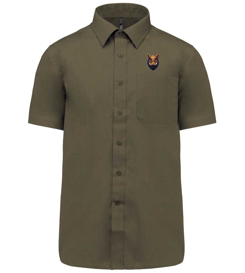 Poľovnícka košeľa s krátkym rukávom s diviakom, XL, khaki