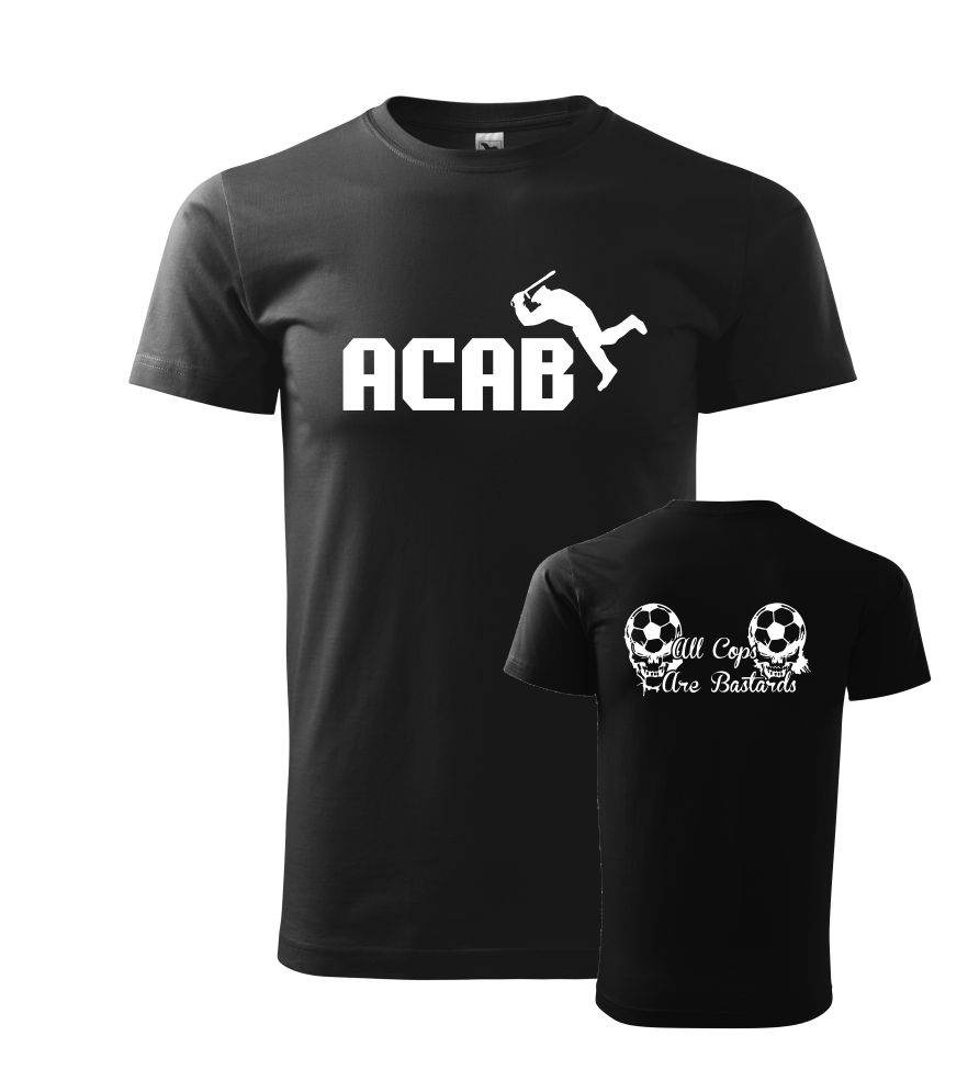 Tričko s potlačou ACAB, 3XL, čierna