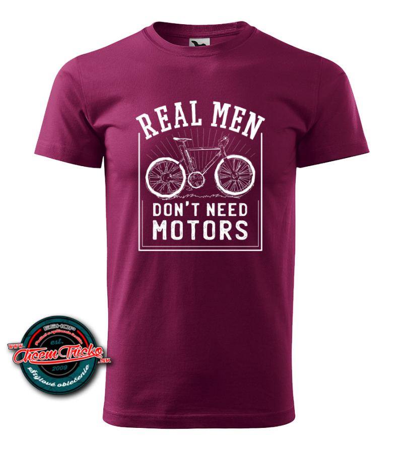 Tričko Real men dont need motors, M, denim