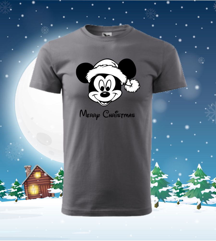 Vianočné tričko s potlačou Mickey, XXL, červená