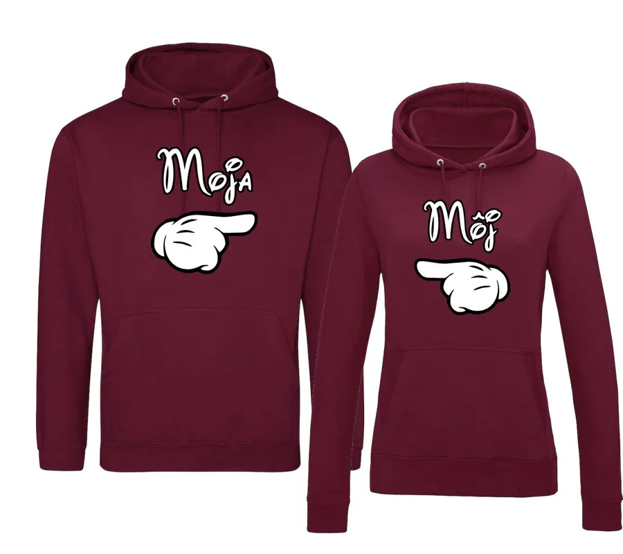 Kapucové mikiny Môj a Moja, M+XL, šalviová