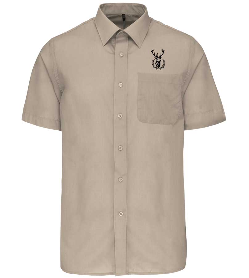 Poľovnícka košeľa s krátkym rukávom s jeleňom 2, béžová, XXL