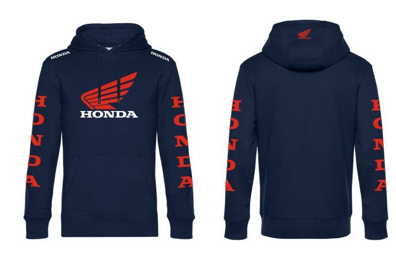 Kapucňová mikina s motívom Honda, M, červená  - Výpredaj