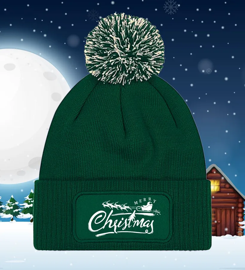 Čapica s brmbolcom Merry Christmas Santa, čierna -posledný kus