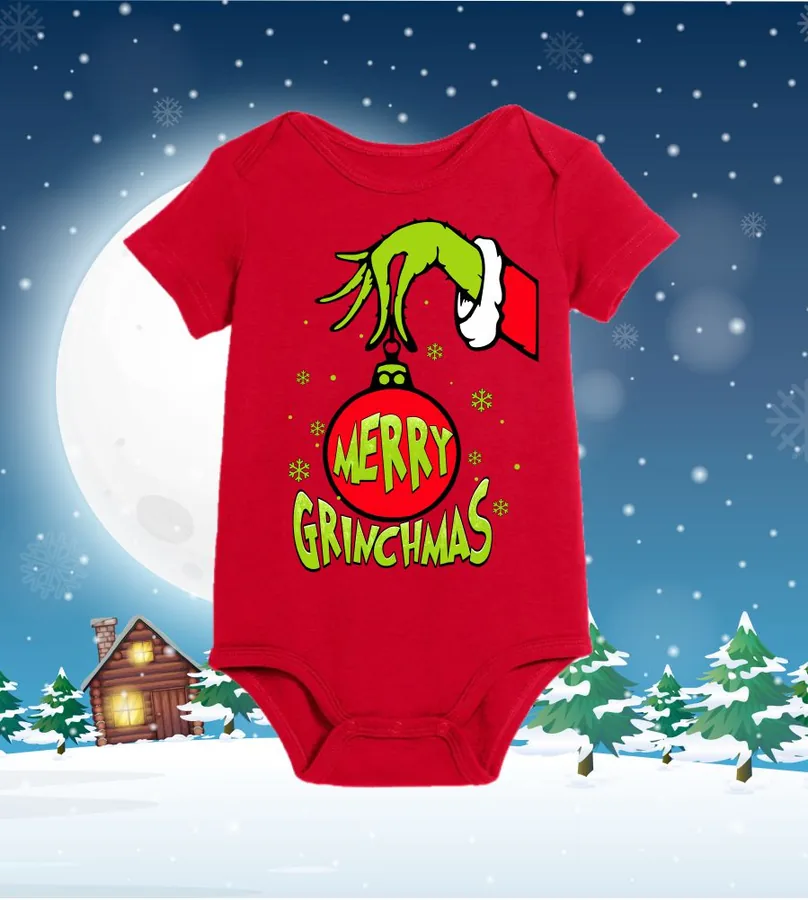 Detské body Grinch, 6/12 mesiacov, červená