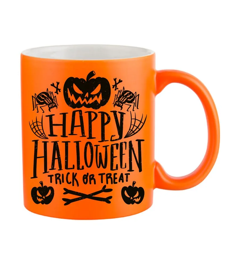 Hrnček matný neon Halloween, neon orange - posledný kus -  - Výpredaj