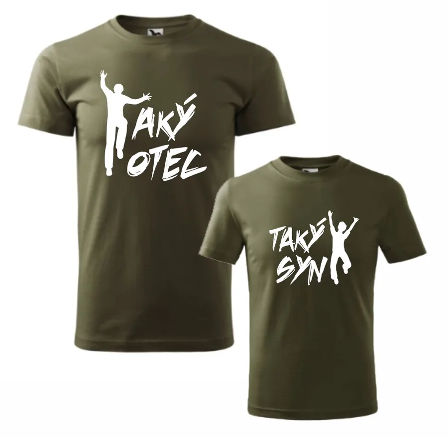 Panske tricko s potlačou - Aký otec, farba - Military, velkost - L