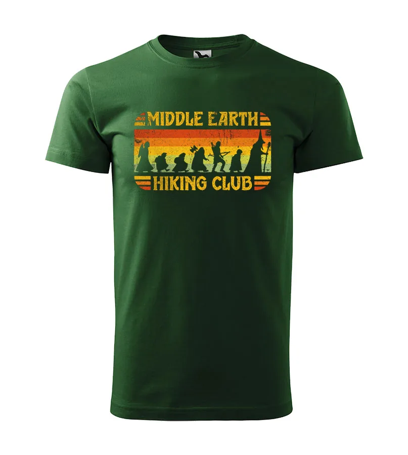 Tričko Middle earth hiking club 2XL, Fľaškovo zelená - Výpredaj