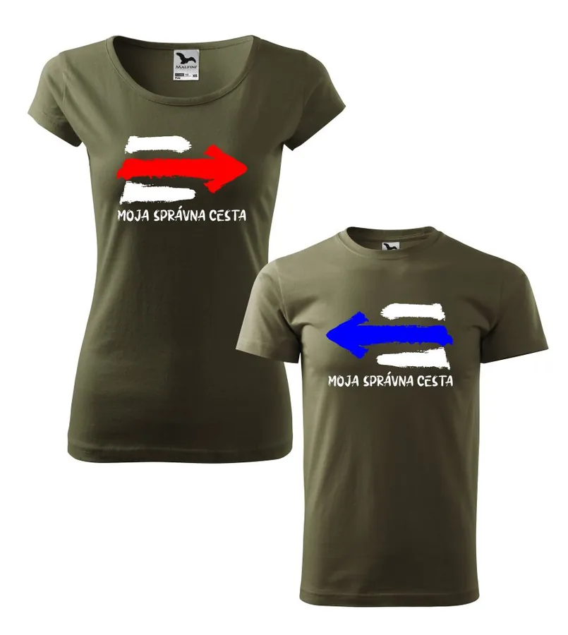 Turistické tričká pre páry - Moja správna cesta,polnocná modrá pánske 3XL+dámske vyberte Výpredaj