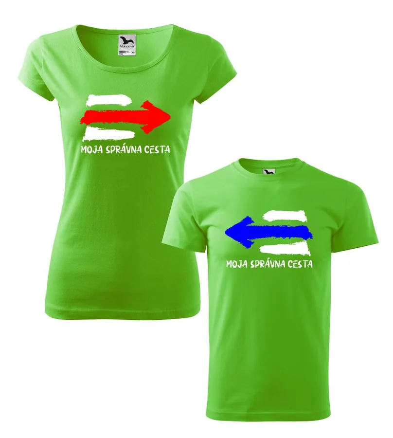 Turistické tričká pre páry - Moja správna cesta,polnocná modrá pánske 3XL+dámske vyberte Výpredaj