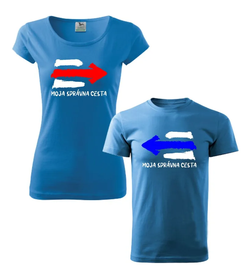 Turistické tričká pre páry - Moja správna cesta,polnocná modrá pánske 3XL+dámske vyberte Výpredaj