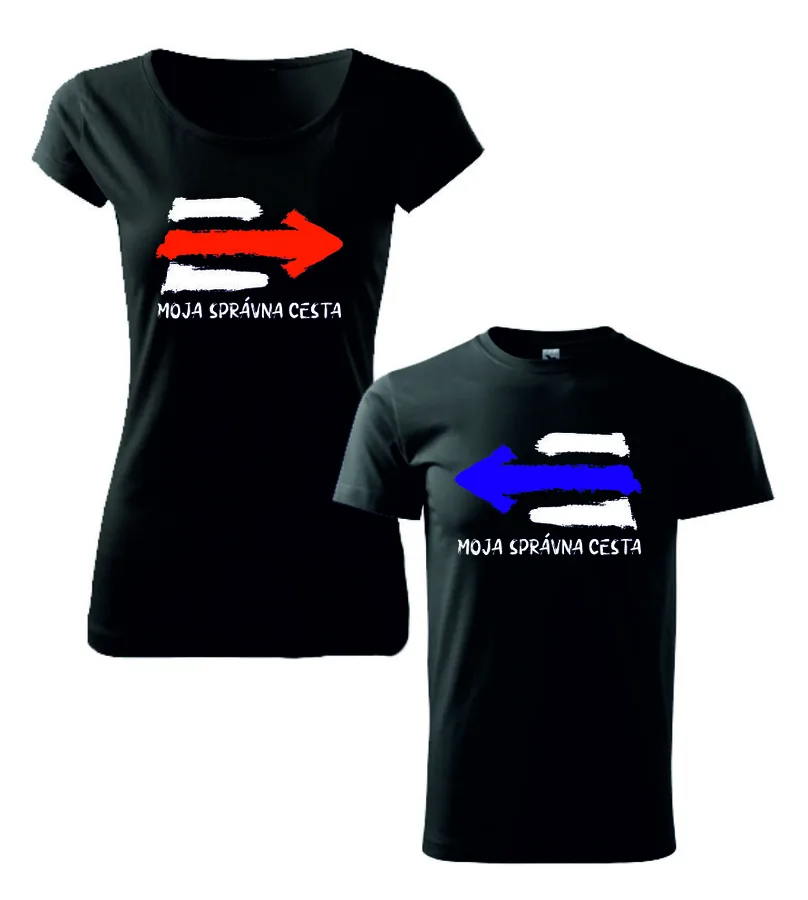 Turistické tričká pre páry - Moja správna cesta,polnocná modrá pánske 3XL+dámske vyberte Výpredaj