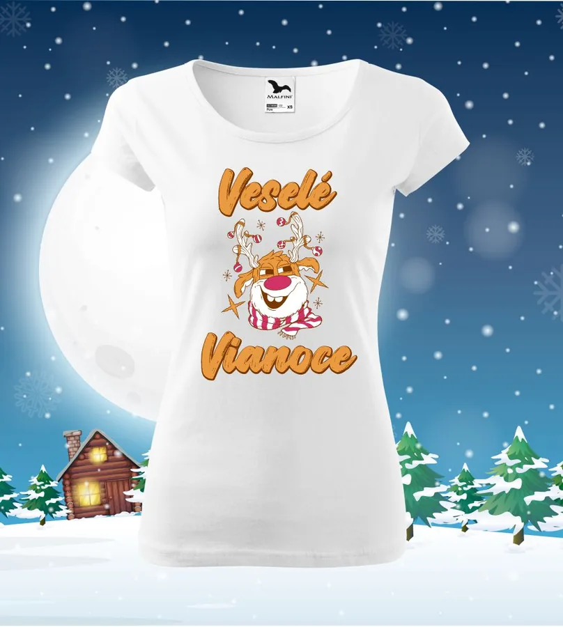 Dámske vianočné tričko Veselé Vianoce sob - XS, Fuchsia red - Výpredaj
