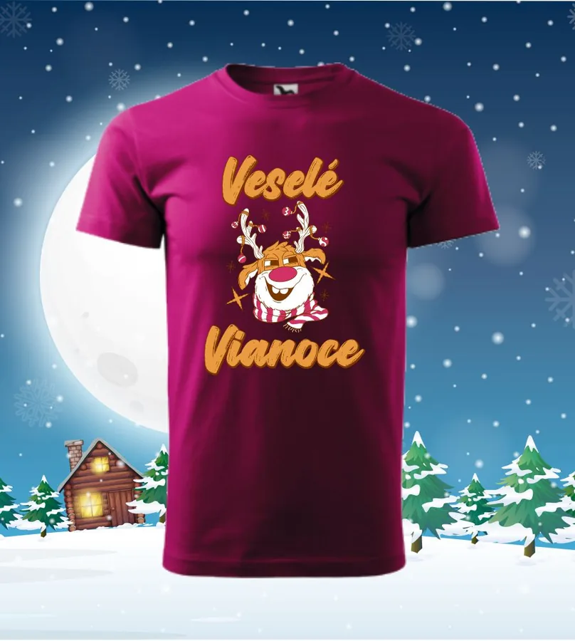 Dámske vianočné tričko Veselé Vianoce sob - XS, Fuchsia red - Výpredaj
