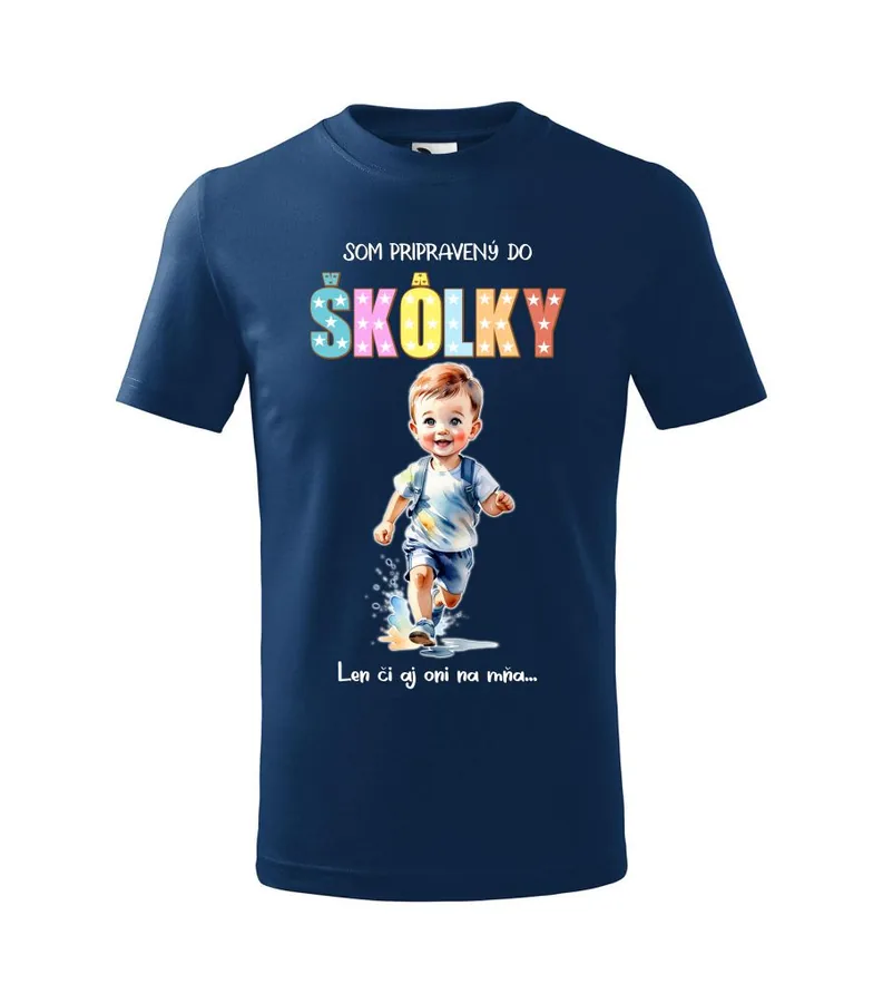 Tričko Som pripravený do škôlky 110cm (3-4)r, Tmavosivý melír - Výpredaj