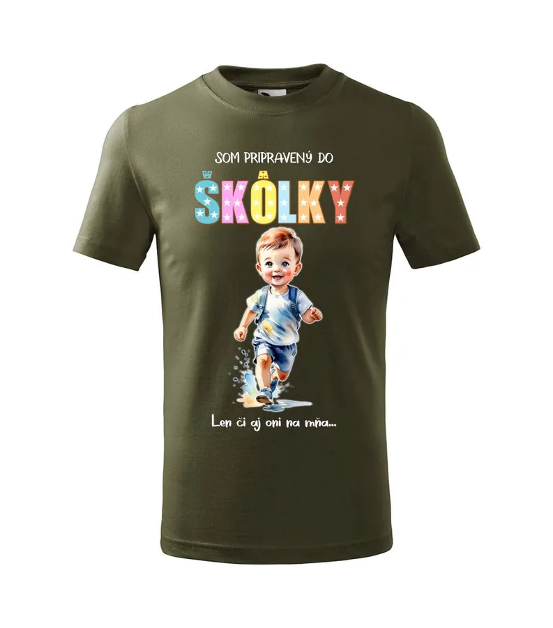 Tričko Som pripravený do škôlky 110cm (3-4)r, Tmavosivý melír - Výpredaj