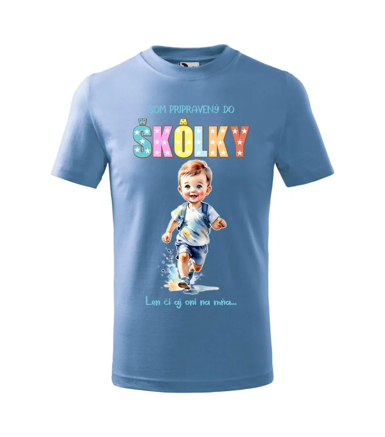 Tričko Som pripravený do škôlky 110cm (3-4)r, Tmavosivý melír - Výpredaj