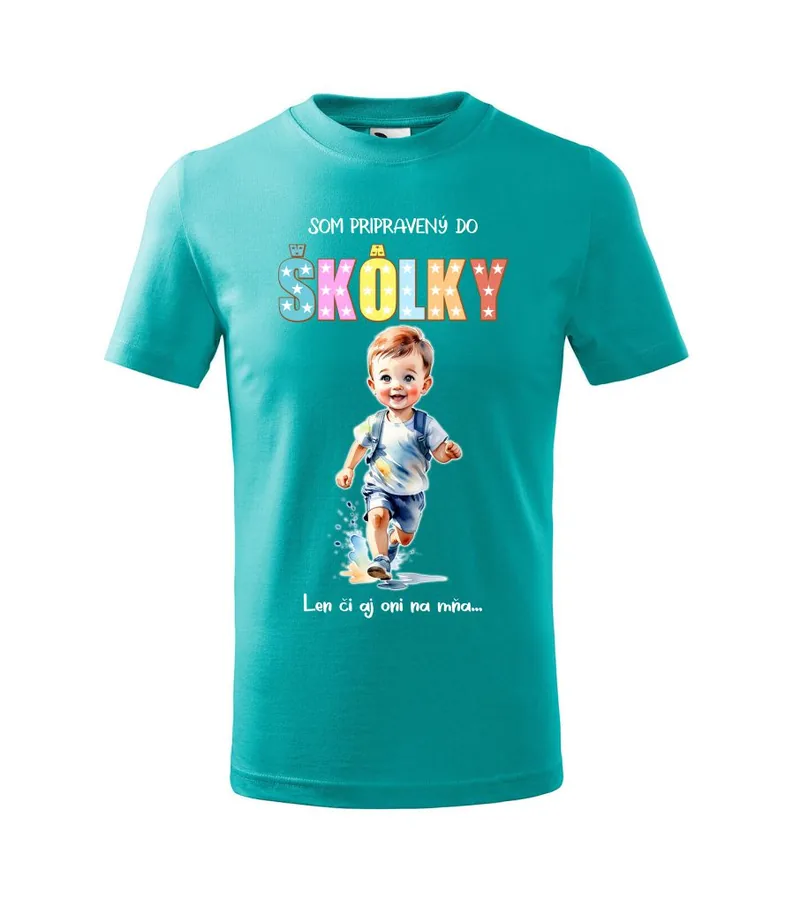 Tričko Som pripravený do škôlky 110cm (3-4)r, Tmavosivý melír - Výpredaj