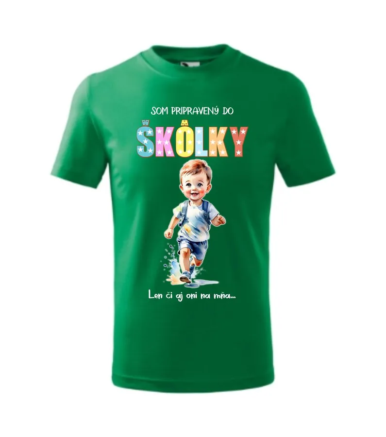 Tričko Som pripravený do škôlky 110cm (3-4)r, Tmavosivý melír - Výpredaj