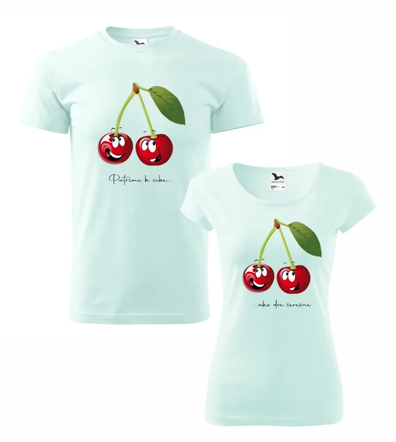 Tričká pre dvoch - Patríme k sebe ako dve čerešne, Pán. 2XL+dám.vyberte- Biele Výpredaj
