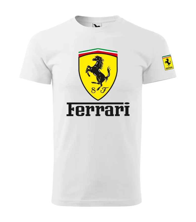 Tričko s potlačou Ferrari , velkost -3XL, tmavosivý melír - Výpredaj