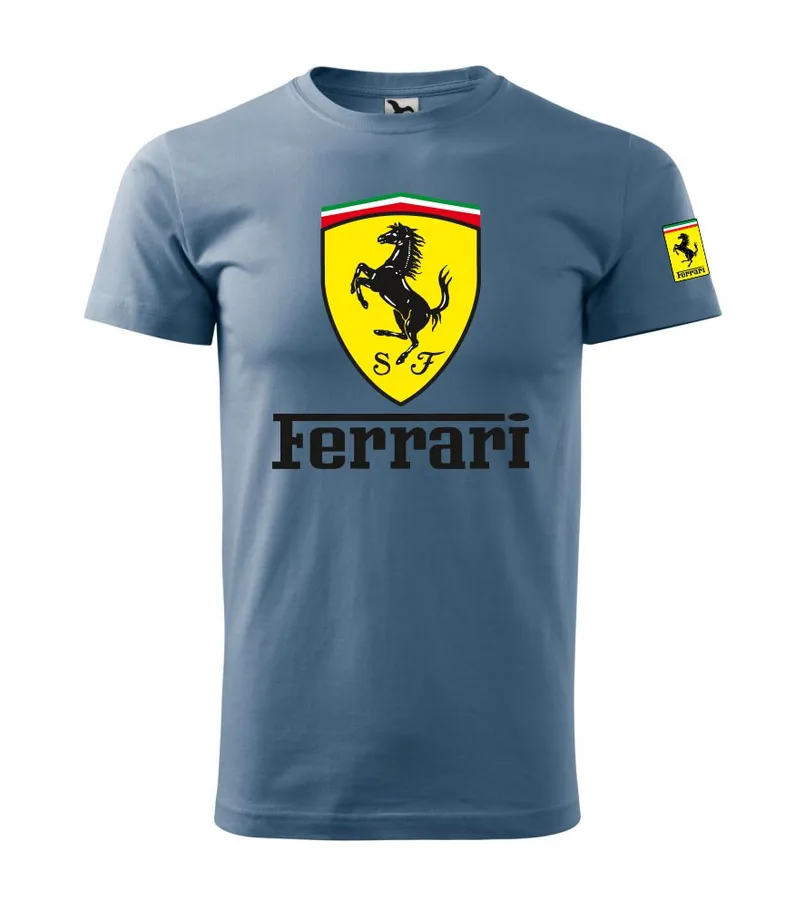 Tričko s potlačou Ferrari , velkost -3XL, tmavosivý melír - Výpredaj