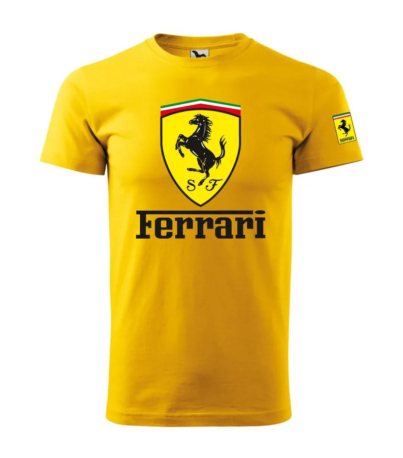 Tričko s potlačou Ferrari , velkost -3XL, tmavosivý melír - Výpredaj