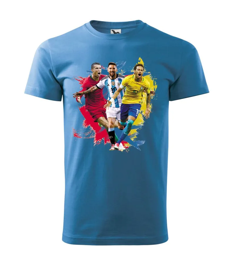 Tričko Ronaldo, Neymar, Messi - Svetlomodre 7-8r. - Výpredaj