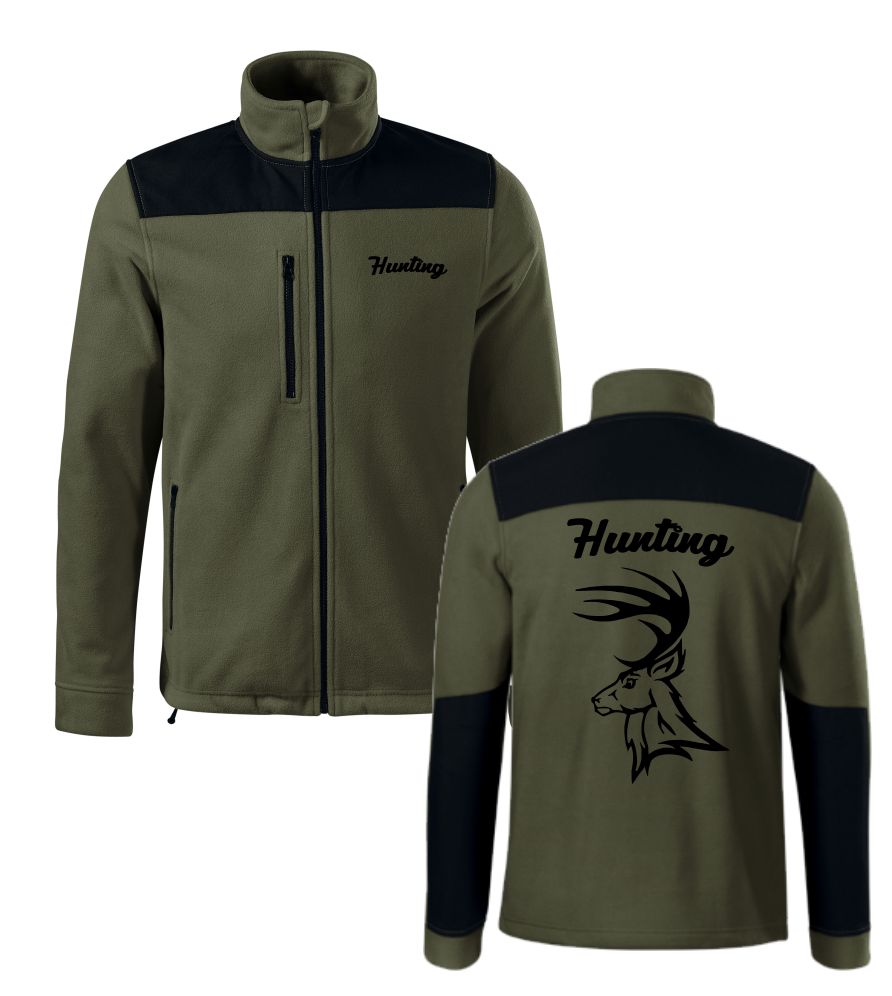 	Poľovnícka fleecová mikina Hunting S, Military- Výpredaj