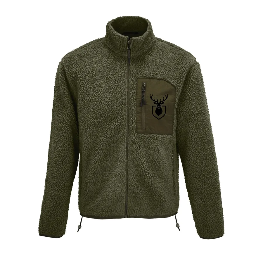 Teplá fleece bunda pre poľovníka s potlačou jeleňa 2 - XS- Výpredaj