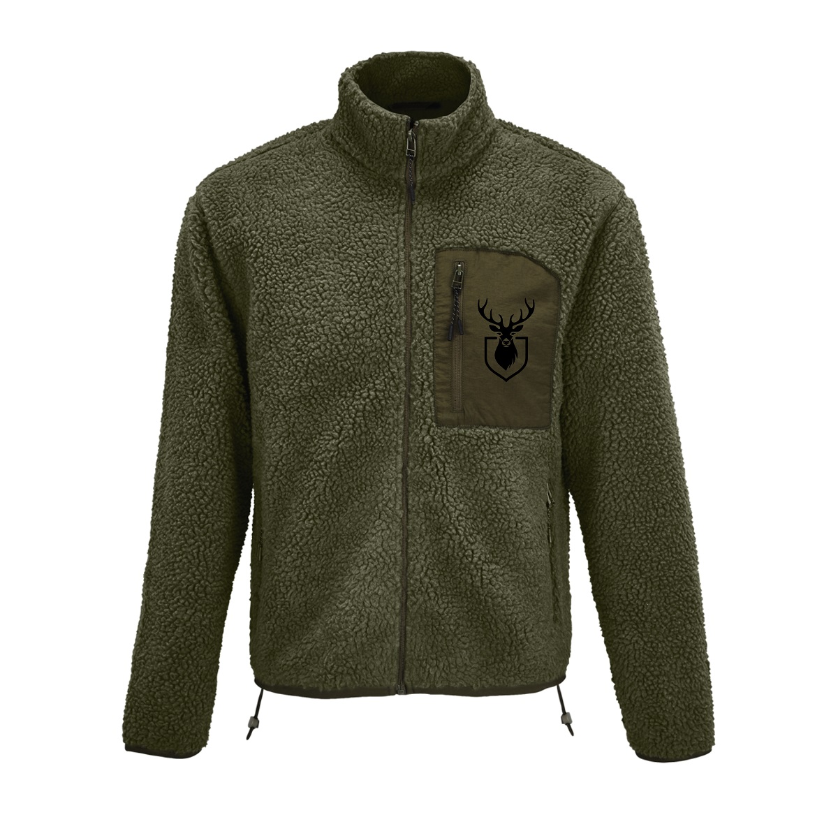 Teplá fleece bunda pre poľovníka s potlačou jeleňa 2 - XS- Výpredaj