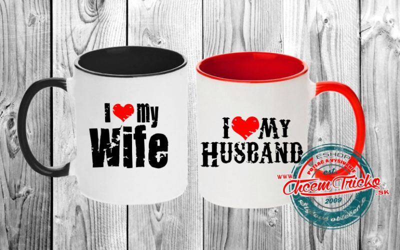 Hrnčeky I love my wife / Husband, výpredaj