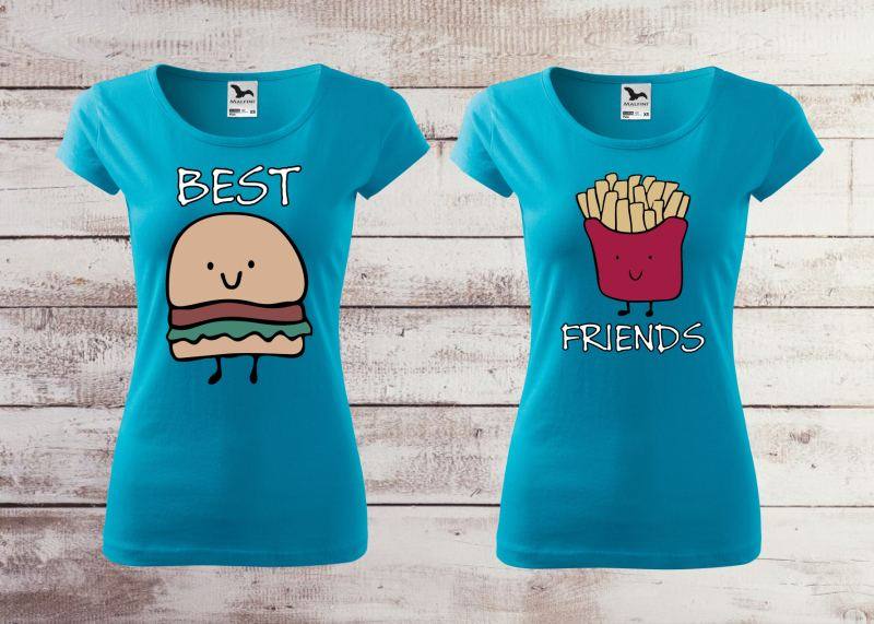 Tričká s potlačou Best friends, M+M, biele
