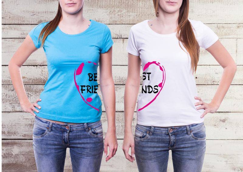 Tričká s potlačou Best friends 2, L, biela+XL, čierna