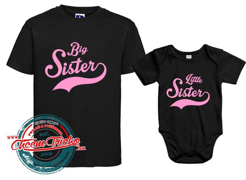 Tričká s potlačou Big sister, Little sister, 11/12r+6/12m- Výpredaj