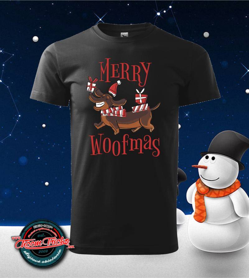 Tričko vianočné s potlačou Merry Woofmas