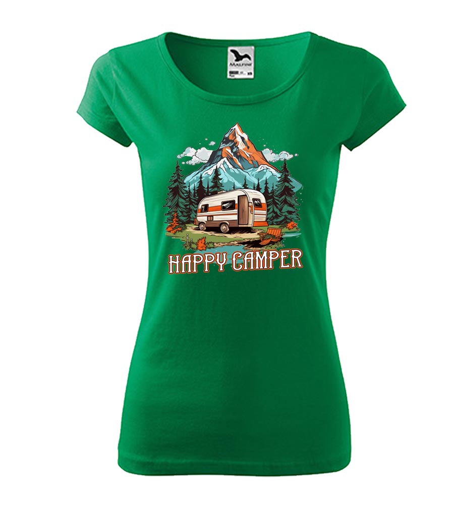 Dámske tričko s karavanom - Happy Camper