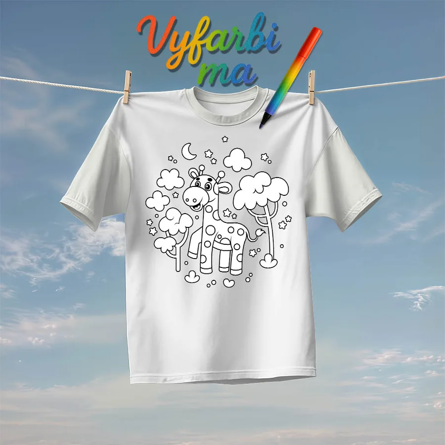 Vyfarbovacie detské tričko Žirafa