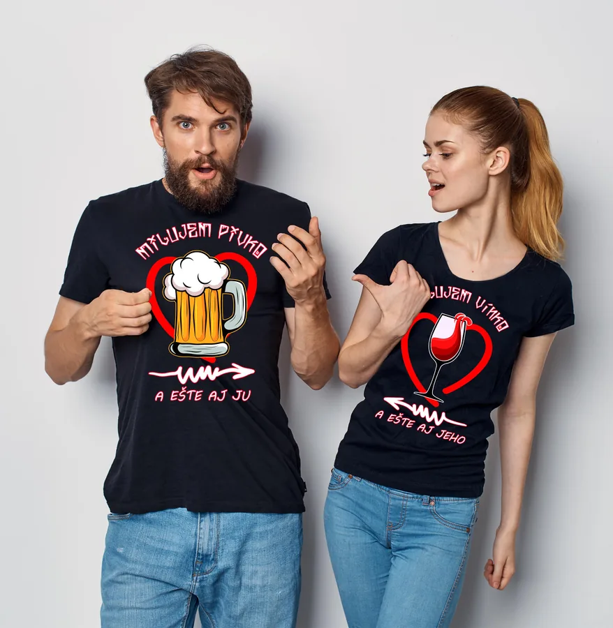 Tričká pre dvoch - Milujem pivko / vínko