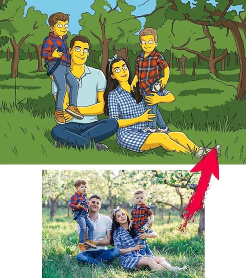 Tričko s karikatúrou z fotky – Štýl Simpsonovci