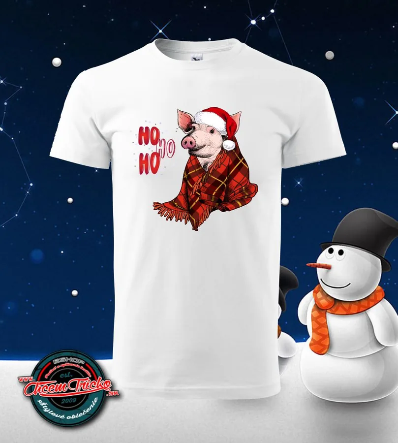 Pánské tričko s potlačou HoHoHo pig