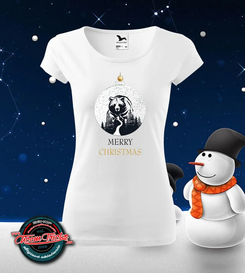 Tričko vianočné s potlačou Merry Christmas Bear