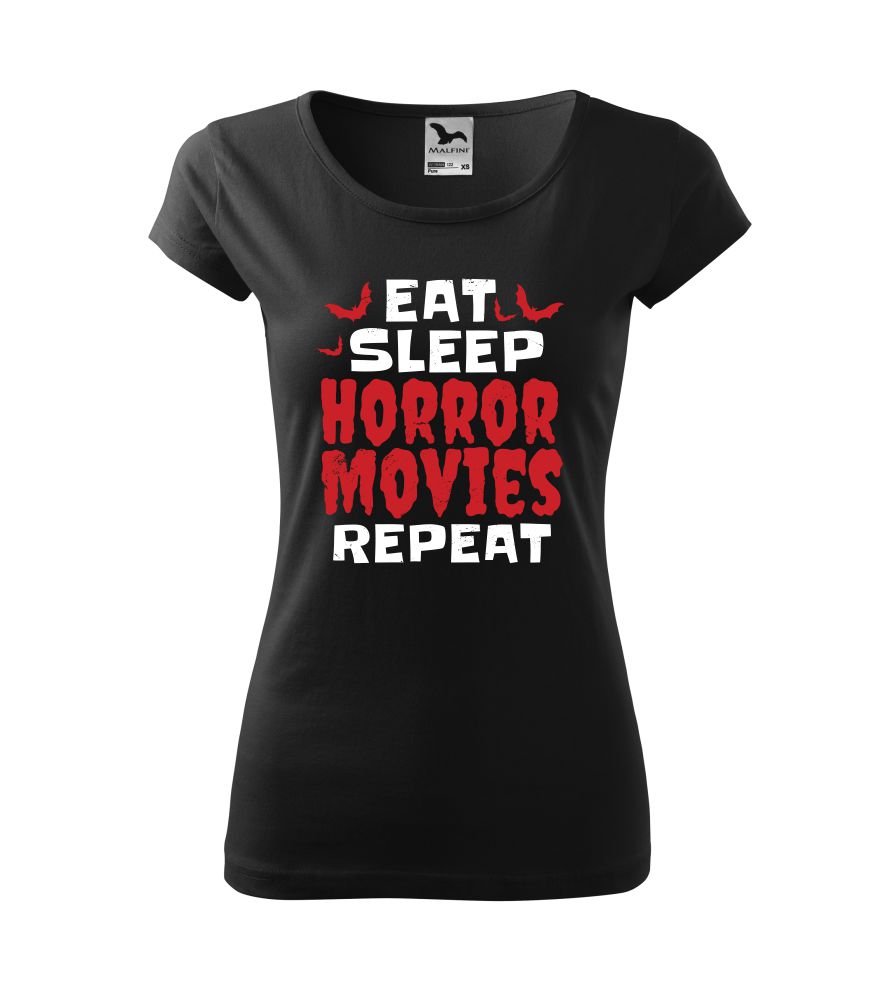 Tričko s potlačou Eat, sleep, horror movies