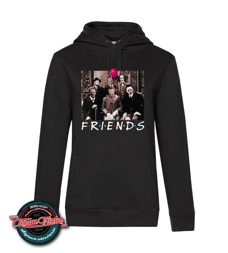 Kapucňová mikina s potlačou Horor friends