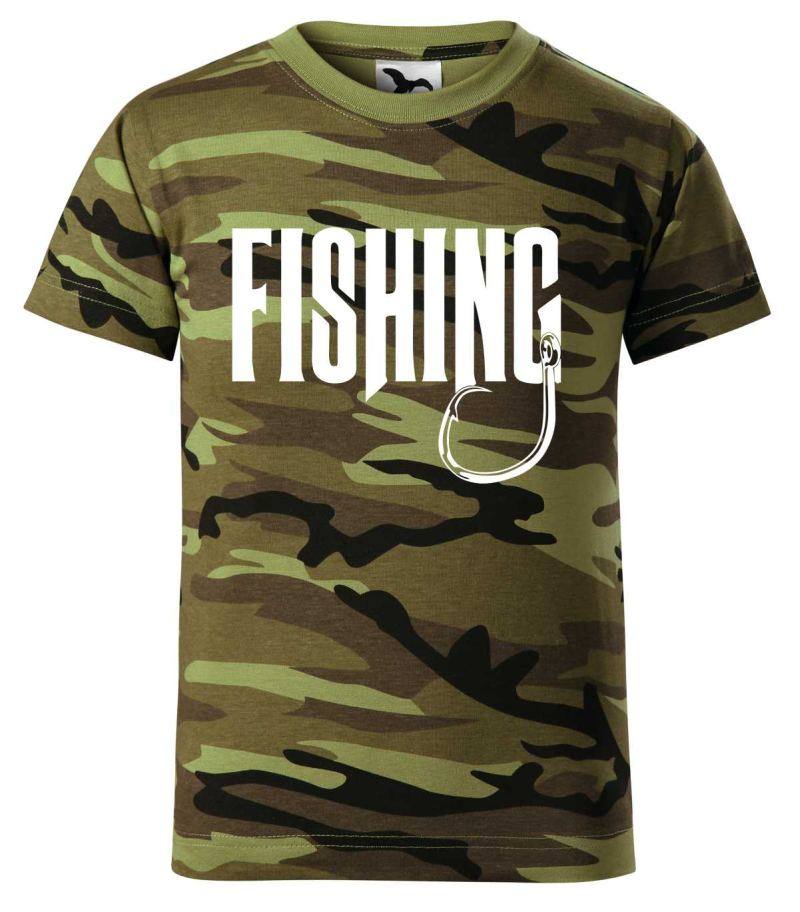 Maskáčové tričko s motívom Fishing